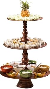 Shastra 18-Inch Diameter Copper 3-Tier Serving Tray