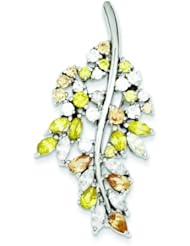 Sterling Silver Multi Color CZ Leaf Pin Jewelry