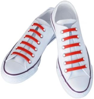SillyLaces Silicone Slip On Shoelaces Kids Narrow, Red