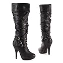Damen Schuhe, STIEFEL, PLATEAU, H131, Synthetik in hochwertiger Leder Optik