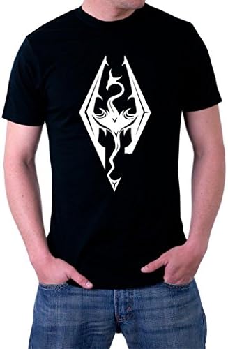 Skyrim Elder Scrolls V Oblivion Dragon Logo Men's T-Shirt Medium Black
