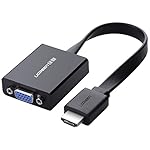 Ugreen HDMI to VGA変換コンバーター, PC / Laptop / Ultrabook/ Macbook Pro/Raspberry Pi/ Chromebook/Apple TV、1920×1080ビ、オーディオ出力対応、マイクロUSB付き, 黒