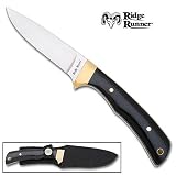 Ridge Runner Ebony Wood Handle Skinning Knife w/ Sheath