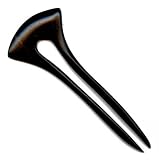 Hair Stick, Exotic Ebony Wood Egyptian Fan Style 5.5 Inch