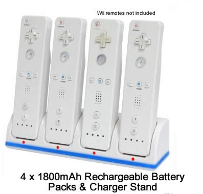 Childrens Toyshop  Electronics : Wii 4 in 1 Charging Stand & Batteries - Charges 4 Remote Controllers