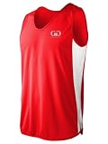 Boy’s and Girl’s Single Ply Light Weight Dash Singlet-Moisture Management and Odor Prevention Technology-Triathlons, Marathons, Track, and Field Events-Colors Include Black, Navy, Royal Blue, and Red-Sizes YS, YM, YL (Youth Small, Red/White/Red)