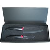 Kyocera Revolution Series 2-Piece Paring and Santoku Knife Set, Black