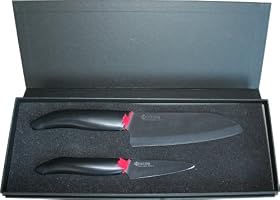 Kyocera Revolution Series Paring and Santoku Knife Set, Black Blade