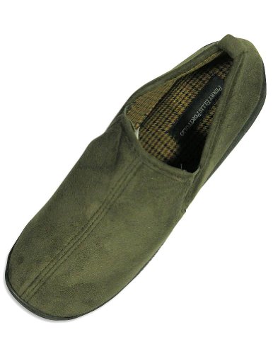 Perry Ellis Portfolio - Mens Microsuede Slipper, Olive