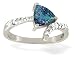  : 14K WHITE GOLD TRILLION CREATED ALEXRITE DIAMOND RING