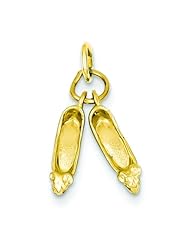 14K Yellow Gold 3D Ballet Slippers Charm Ballerina