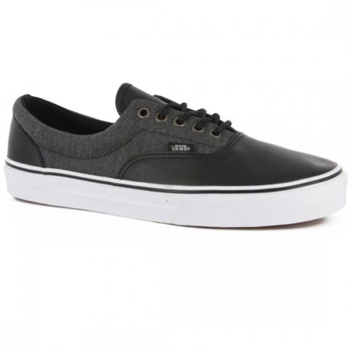 Vans Unisex Era Leather Herringbone Sneakers Black M6.5 W8