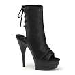 5 3/4 Inch High Heel Platform Sexy Boots Lace Up Back Peep Toe Black Boots