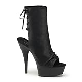 5 3/4 Inch High Heel Platform Sexy Boots Lace Up Back Peep Toe Black Boots