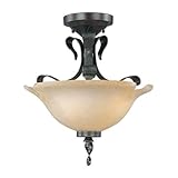 Fredrick Ramond FR49325OBZ Sheffield 2 Light Semi Flush Mount in Oiled Bronze with Golden Scavo glass