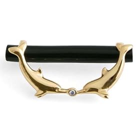 Black Coral with Diamond in 14K Yellow Gold by Maui Divers of Hawaii