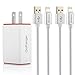 Wall Charger, OoRange Dual Port Adapter with 2 Pack Nylon Braided USB Data Charge Sync Cable for iPhone 6S, iPhone 7, iPhone 6 Plus, iPod iPhone 5 5S