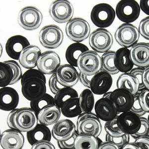 Czech Glass O-Beads Seed Beads 3.8 x 1 mm 8.1 Grams Jet Labrador