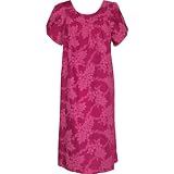 MuuMuu House Dress - Tropical Garden Lei Petal Sleeves Caftan Kaftan Hawaiian Aloha Pullover Polyester Cotton Lounger - Regular and Plus Size