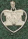 Anderson Jewelry Missouri Tigers Tiger Head Heart Gold Charm