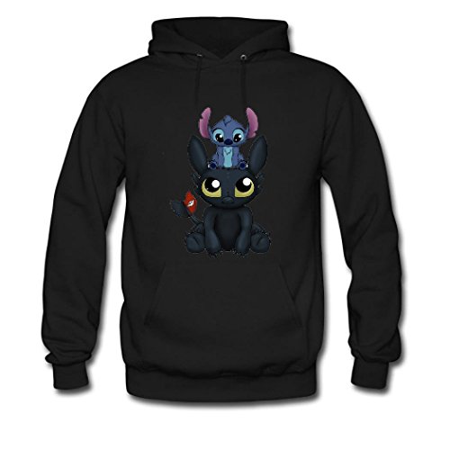 Zhxu0 Designer Stitch and Toothless Graphic Hoodie Sweatshirt For Women's Large Black