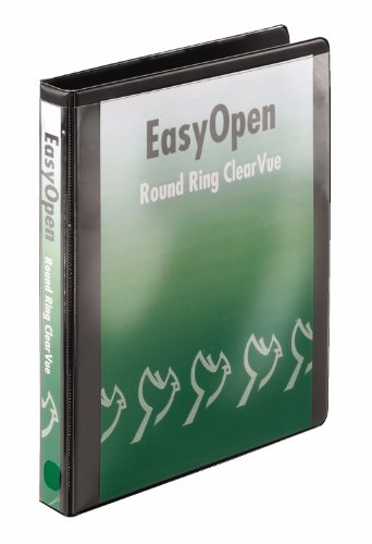Cardinal Easy Open Clearvue Locking Round Ring Binder, 1-Inch Capacity, Black (11101)