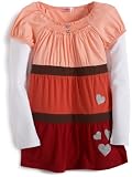 Fang Girls 7-16 Long Sleeve Color Block Glitter Hearts Top
