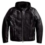Harley-Davidson® Men’s Reflective Road Warrior 3-in-1 Leather Jacket. 3M® Scotchlite® Reflective Material piping and embroidered appliqué graphics. 98138-09VM