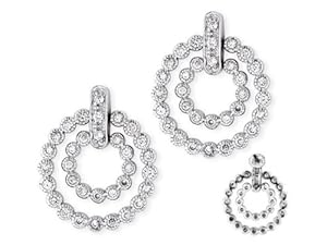 CZ EAR1749 C.Z. Double Circle Bubble Style Pave Setting Sterling Silver Earrings