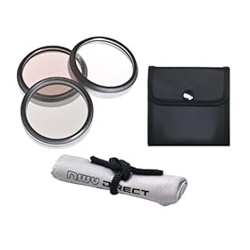 Sony HDR-PJ580V High Grade Multi-Coated, Multi-Threaded, 3 Piece Lens Filter Kit (30mm) + Nwv Direct Microfiber Cleaning Cloth.