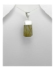 Rutilated Quartz Pendant Necklace In 92.5 Sterling Silver