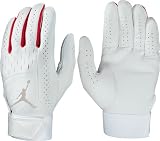 Nike GB0164 -104 Jordan Team Pair Batting Gloves - White/Red