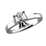 14K White Gold Diamond Angel Children's Ring