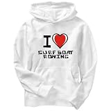 I love Surf Boat Rowing Sports Mens Hoodie (White, Sizes X-Small - XXX-Large)