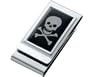 MC-249 Silver Tone Epoxy Skull & Bones Metal Chrome Plated 2-sided Money Clip