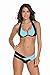 roswear Women's Padded Color Block Push Up Bikini Swimsuits Blue Large