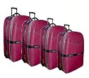 4-tlg LUXUS TROLLEY SET KOFFERSET KOFFER TROLLY DEHNFALTE 90/80/70/60cm * ROT/PINK *