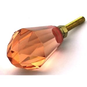 Old Amber Crystal Glass Cabinet Knobs-10pc Drawer Pulls Knob & Handles ~ Lot of 10 ~ K32 Amber Color Teardrop Shaped Crystal Glass Knobs with Brass Hardware. Glass Knobs Handles & Pulls for Dresser Drawers Cabinets & Vanity