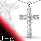 Jewelco London 9 Carat White Gold 50pts Pave Set Cross (Comes with 18 inch Pendant Chain)