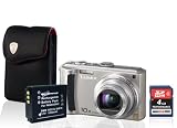 Panasonic Lumix DMC-TZ5 Argent- PACK: Etui Original Tonino Lamborghini Stilllife en vrai cuir, batterie Photoprimus pour CGA-S007 1200mAh - ExtreMemory Carte mémoire 4GB SDHC Classe 6 -