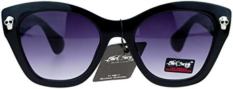 Black Society Skull Stud Pin Thick Plastic Womens Wayfarer Sunglasses Black Smoke