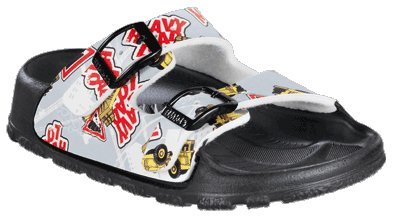 BIRKIS Haiti Synthetic-Sandals Birko-Flor, Heavy Load Grey, Size 30 EU with a narrow insole