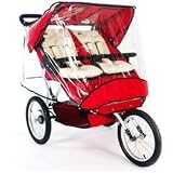 CLOSE OUT!! Double T Double Jogging Stroller in Red with Weather Cover
