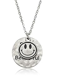 Jewelry: Inspirational Silver Tone Happy Face Charms "Smile, Youre Beautiful" Necklace Women Teens Girls Gift