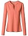Doublju Womens Basic Long Sleeve Deep V-Neck T-Shirt
