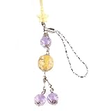 Hand Crafted Cellular Phone Charm - Bead - Yellow w/Lavender