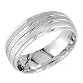Womens 14K White Gold Etched-Stripe Comfort-Fit Wedding Band