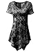 Doublju Scoop Neck Solid/Tie Dye Tunic Top with Asymmetrical for Women with Plus Size Black 2XL