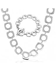 Bling Jewelry Sterling Silver Cushion Toggle Necklace and Bracelet Set