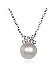 BUTTON PEARL PENDANT WITH WHITE CZ ACCENT IN BP-18"